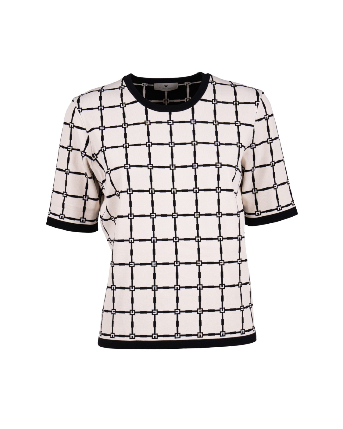 shop ELISABETTA FRANCHI  Maglia: Elisabetta Franchi maglia fantasia.
Lavorazione a maglia.
Regular fit.
Girocollo.
Maniche corte.
Composizione: 63%Viscosa 37%Poliammide.
Made in Italy.. MK61B51E2-E84 number 5476241